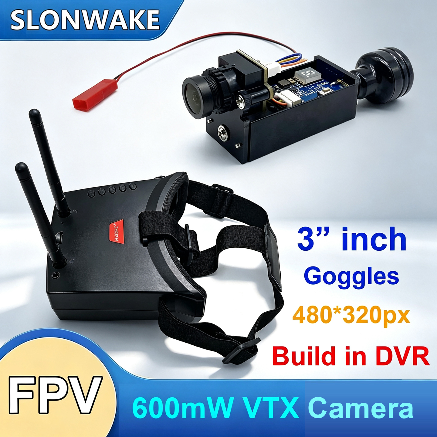 Fpv Drone Goggles - 5.8G 56CH Çift Antenli FPV Gözlükler,