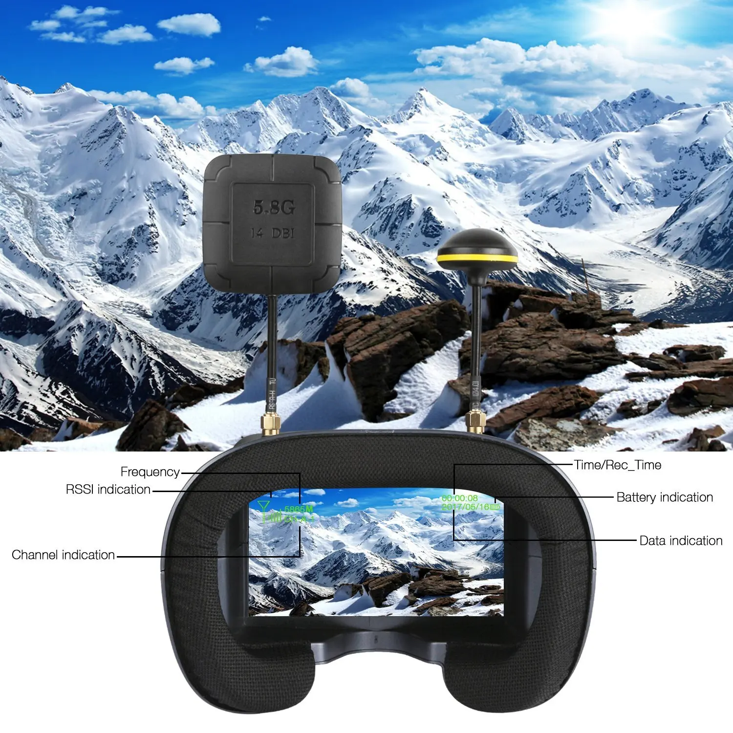 5.8G 40CH 4.3 Inç 800*480 Vide - Fpv Drone Goggles incelemesi ve fiyatı